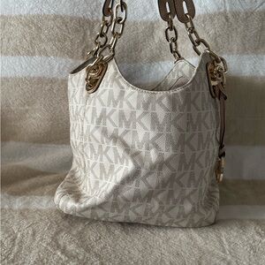 Michael Kors Beige Monogram Shoulder Bag